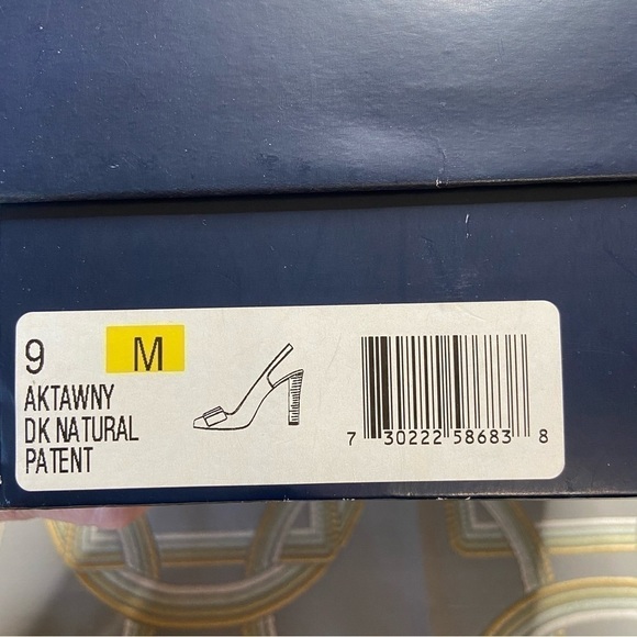 ANNE KLEIN - tawny patent leather slingback heels dark natural 9m - Picture 8 of 9